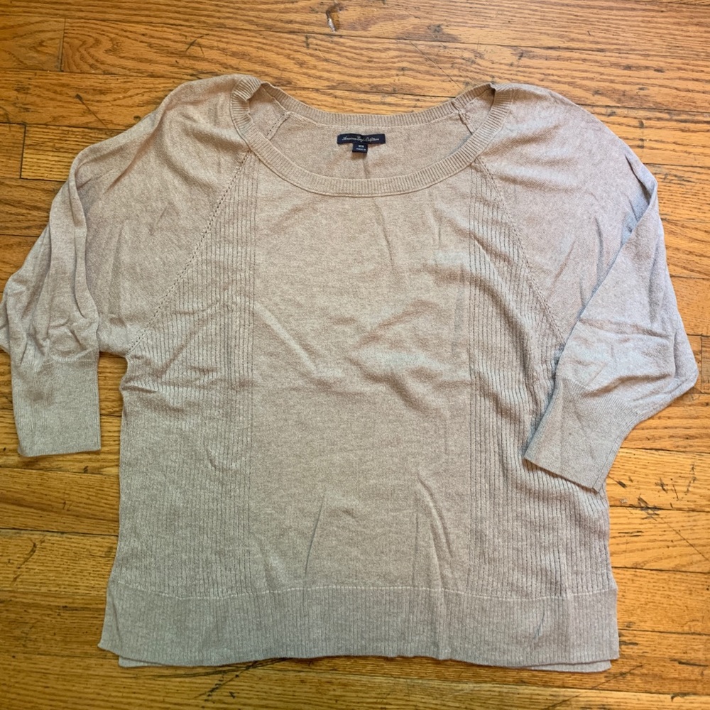 3/4 Length Sleeve Beige Sweater